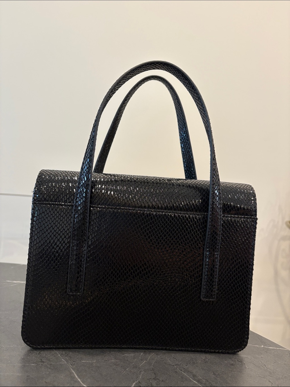 J. Crew Black Textured Top-Handle Satchel with Gold Hardware - Picture 2 of 4